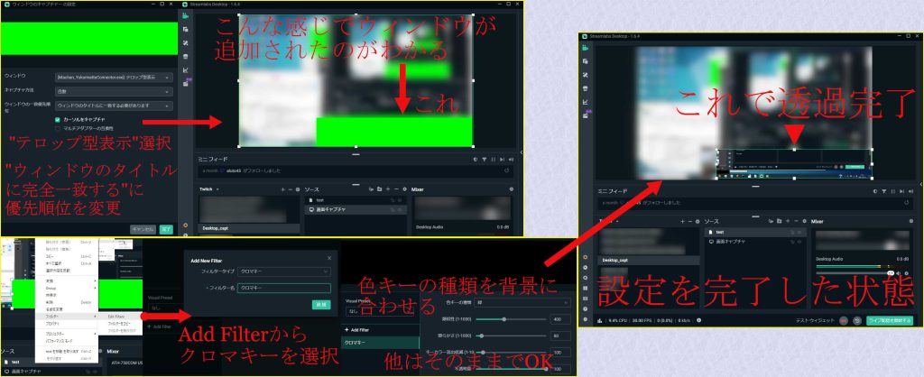 ゆかりねっとコネクターのウィンドウをSLOBSで設定