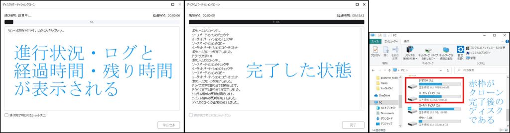 Todo Backup クローン実行と完了